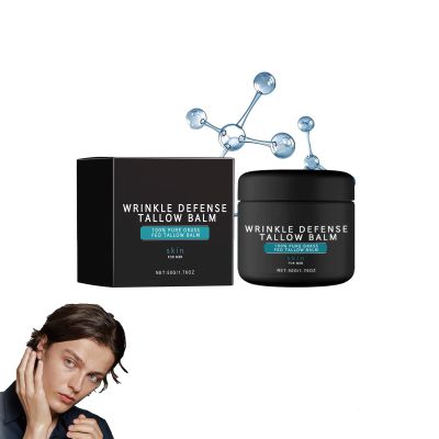 Wrinkle Defense Beef Tallow Balm, Facial Moisturizer for Men, Oily Skin, Natural Anti-Aging Night Cream (1)
