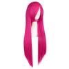 MapofBeauty 80 cm Side Pony Long Straight Anime Party Wig, Hot Pink view 2