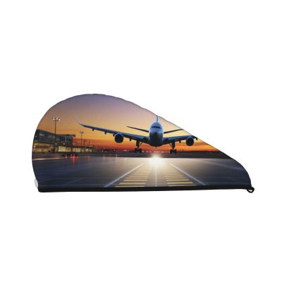 LHBWCVN Airport Hair Towel for Women, Coral Velvet Hair Cap with Button, Super Absorbent, Quick-Drying Hair Turban for Long, Thick Hair