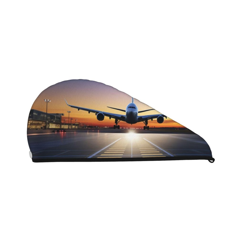 LHBWCVN Airport Hair Towel for Women, Coral Velvet Hair Cap with Button, Super Absorbent, Quick-Drying Hair Turban for Long, Thick Hair