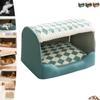 RIXANT Cozy Dog House Bed, Waterproof and Non-Slip, Removable with Cushion, Blue, L view 1