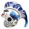 Helmet Mohawk Wig, White and Blue view 1
