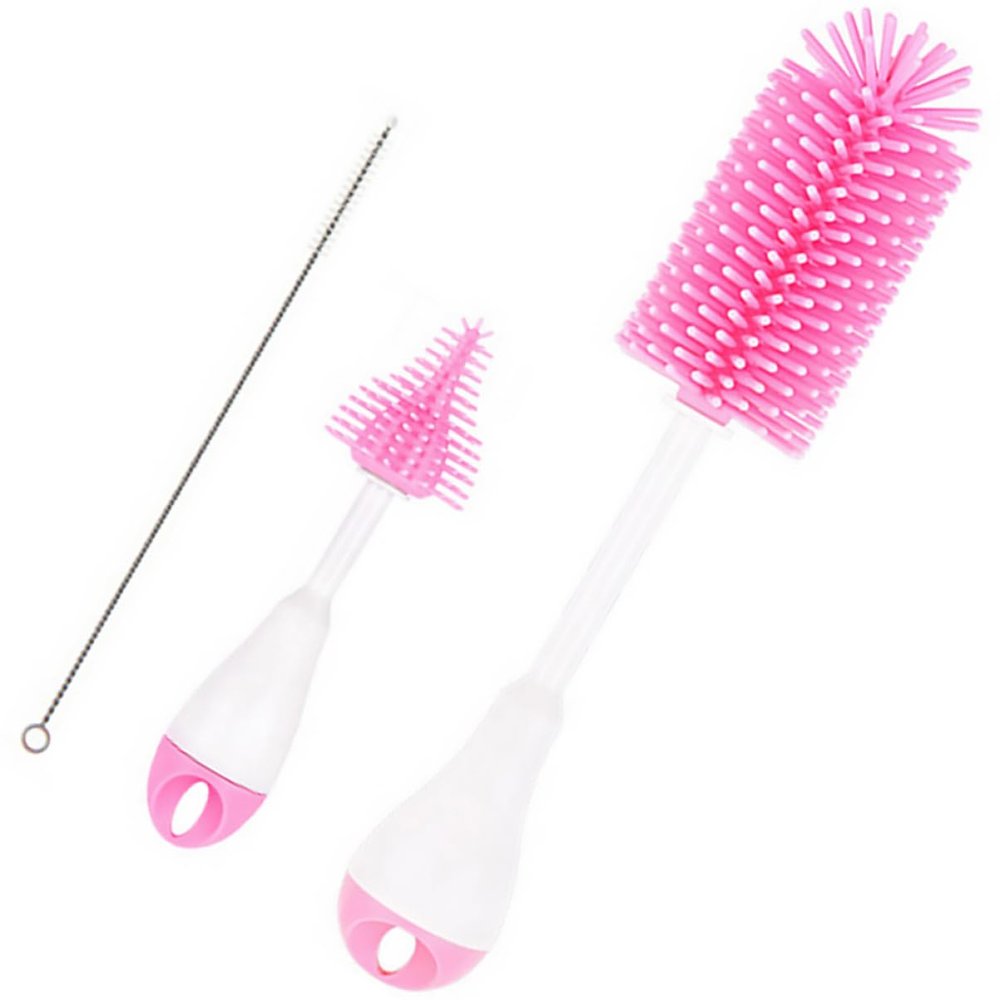 Toyvian Baby Bottle Cleaning Brush, Straw Brush and Milk Bottle Brush with Long Handle for Tall, Narrow Containers