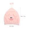 Pink Coral Fleece Hair-Drying Cap with Cartoon Design view 2
