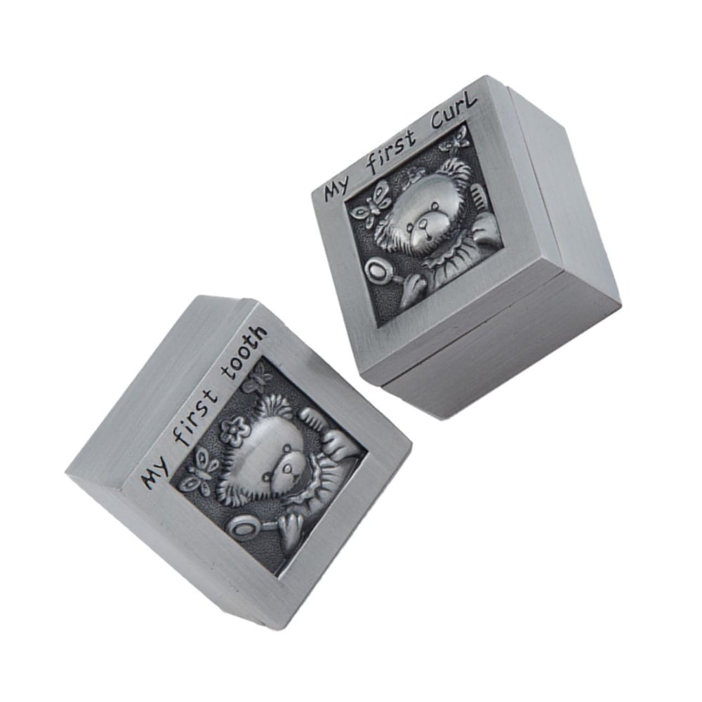 Baby Tooth Keepsake Box, Silver Alloy, 1 Pair
