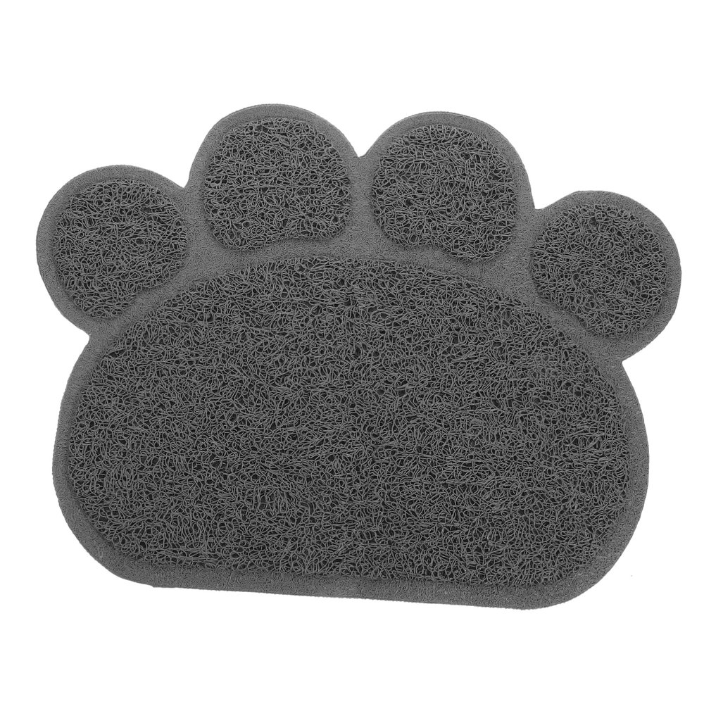 BESPORTBLE Paw-Shaped Cat Litter Mat, PVC Pet Cleaning Mat, Gray