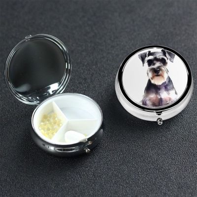 Well-Behaved Schnauzer Metal Pill Organizer with 3 Compartments