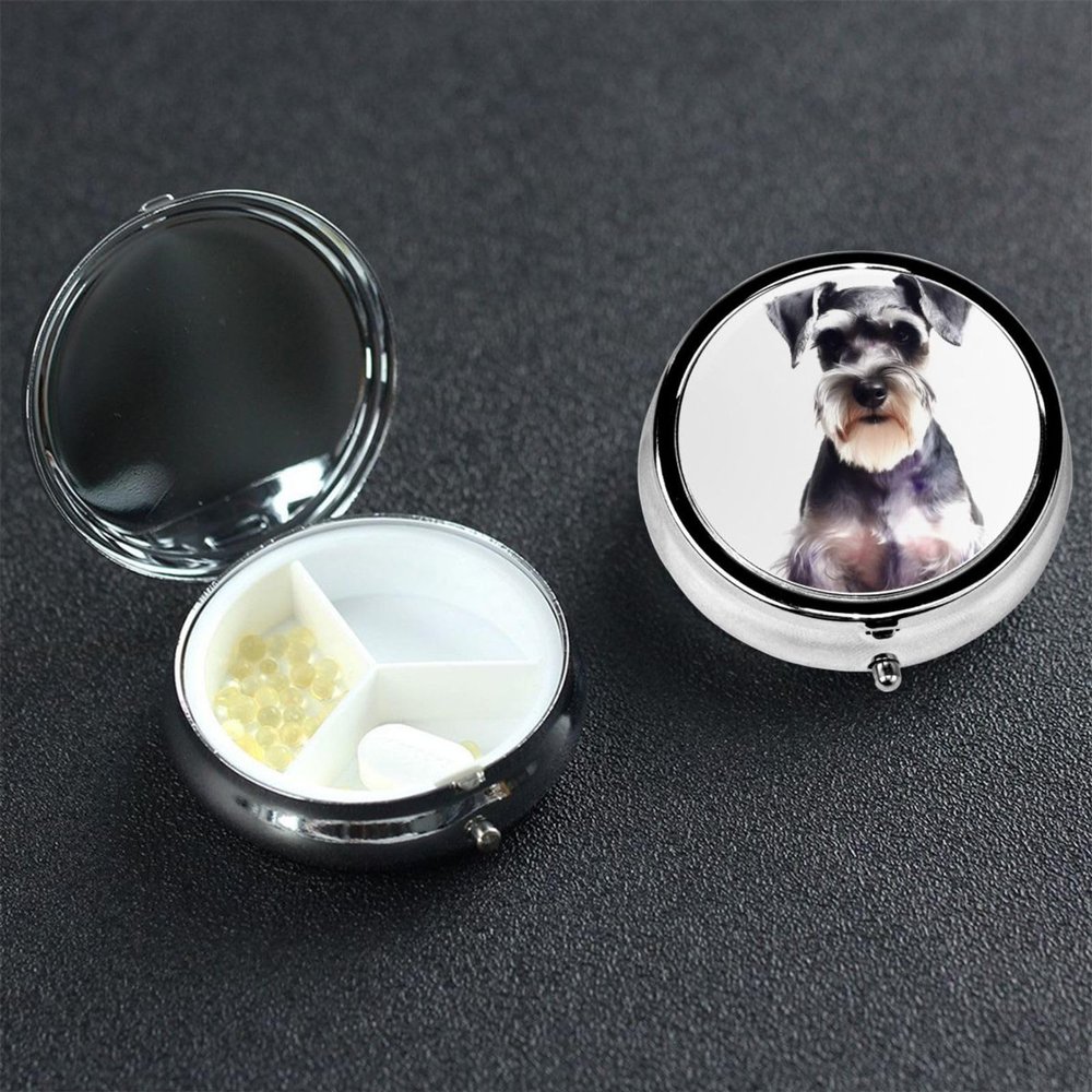Well-Behaved Schnauzer Metal Pill Organizer with 3 Compartments