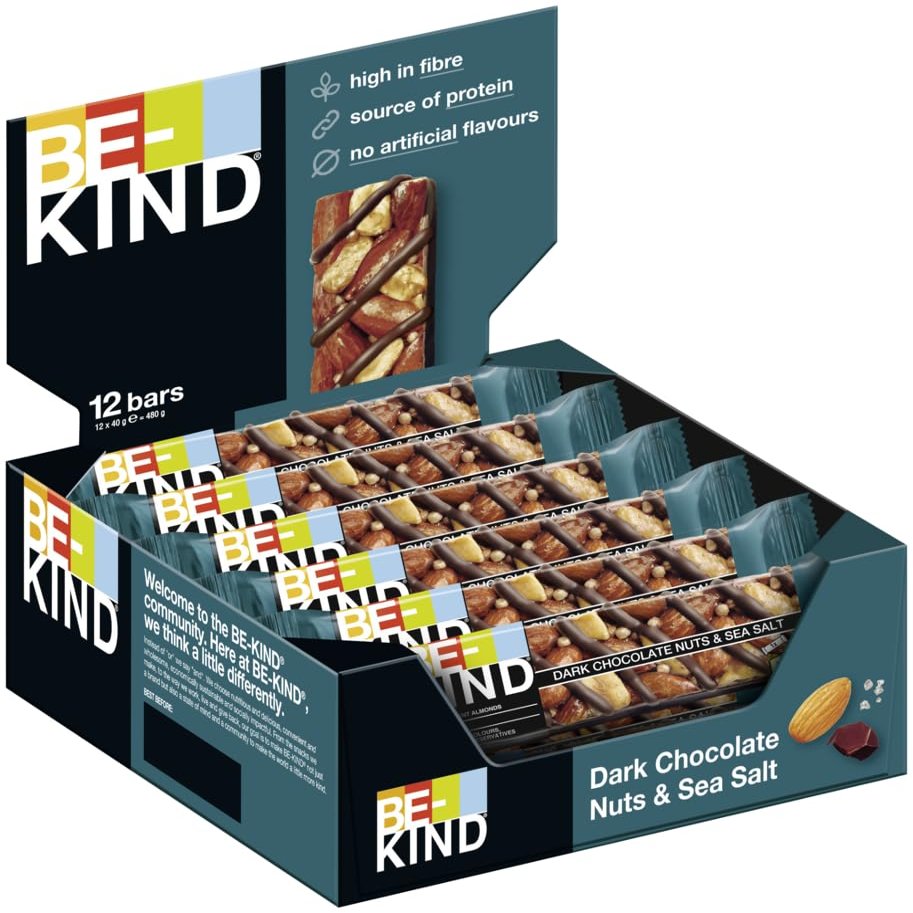 BE-KIND Dark Chocolate Nuts & Sea Salt 6x12x40g | Nut Bar | Chocolate Bar | Gluten-Free