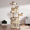 Heybly Cat Tree, 178 cm Tall, Multi-Level Cat Scratching Post with 8 Scratching Posts, 2 Cubbies, 2 Platforms, Hammock, Basket and Plush Balls, Beige HCT036M view 2