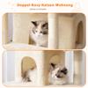 Heybly Cat Tree, 178 cm Tall, Multi-Level Cat Scratching Post with 8 Scratching Posts, 2 Cubbies, 2 Platforms, Hammock, Basket and Plush Balls, Beige HCT036M view 4