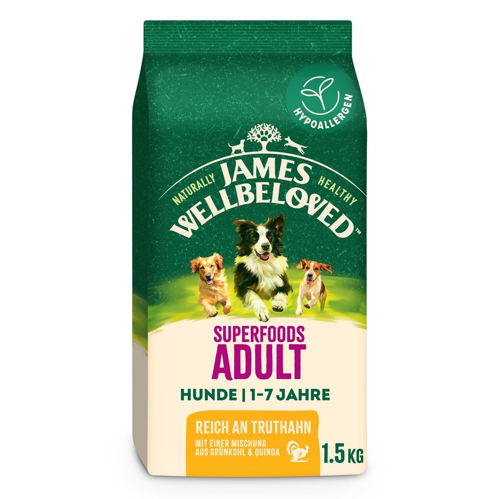 James Wellbeloved Superfoods 1.5 kg Dry Dog Food, Turkey with Kale and Quinoa