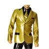 GAYLOP Men's Latex Jacket with Front Sleeves, Buttons, Pocket Flaps and Turn-Down Collar, Gold and Black, XL view 1