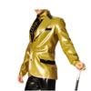 GAYLOP Men's Latex Jacket with Front Sleeves, Buttons, Pocket Flaps and Turn-Down Collar, Gold and Black, XL view 3