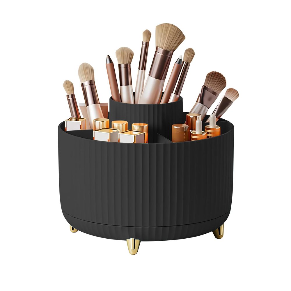 DASITON 360° Rotating Makeup Organizer with 5 Compartments, Black
