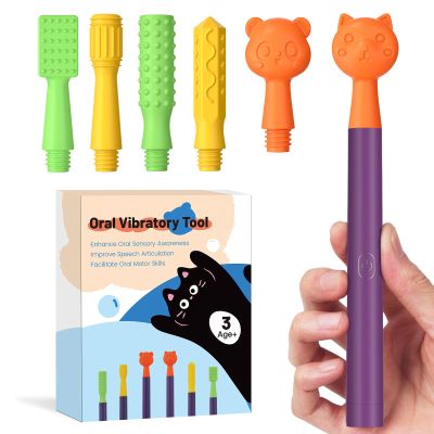 Oral Sensory Stimulation Kit with 6 Soft Textured Heads, Purple