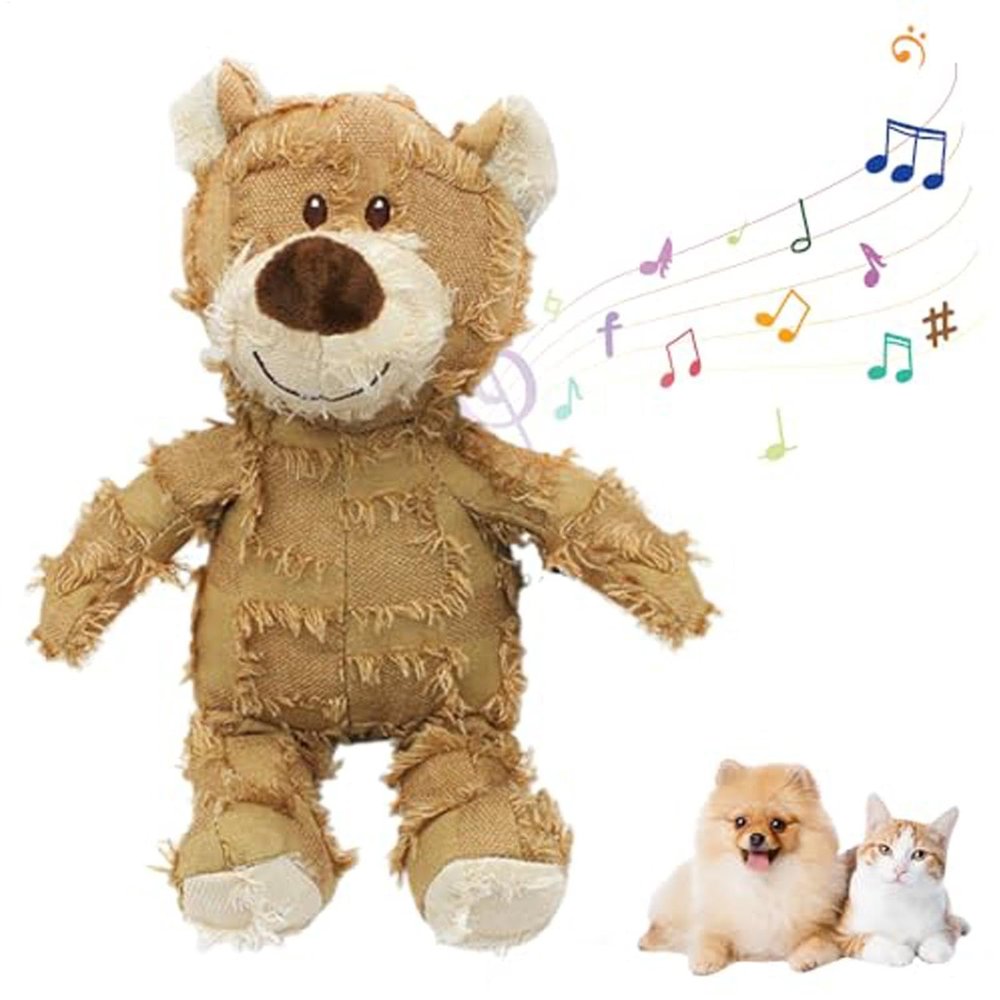 Squeaky Plush Cartoon Bear Dog Toy