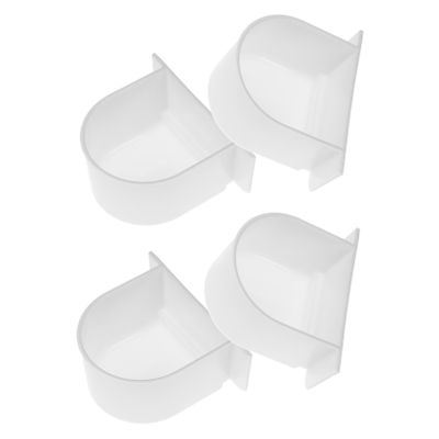 4-Pack Plastic Bird Feeder and Water Cups for Cages, White