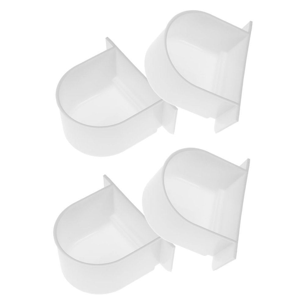 4-Pack Plastic Bird Feeder and Water Cups for Cages, White