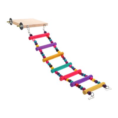 Wooden Climbing Ladder for Parrots with Perch