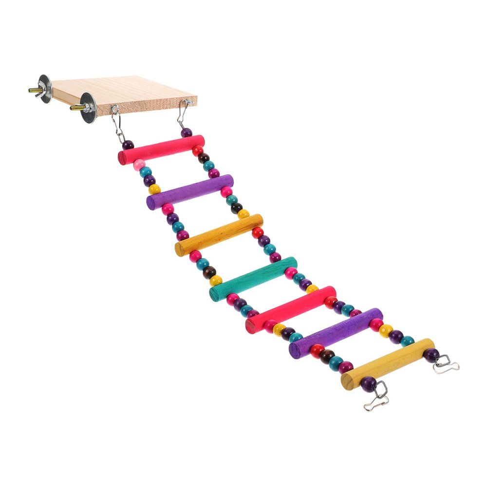 Wooden Climbing Ladder for Parrots with Perch