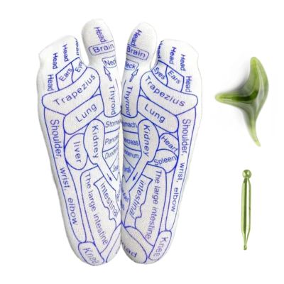 Reflexology Socks with Trigger Point Massage Tools, Green Men's Set