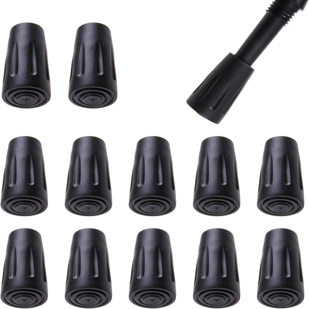 Zhenghebuy Walking Stick Rubber Tips, 12-Pack, 11 mm Hole
