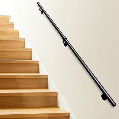 Black Metal Iron Stair Handrail for Indoor and Outdoor Use, 330 cm