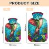 Green Bird 1-Liter Hot Water Bottle with Stained-Glass Pattern and Soft Cover view 2