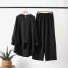 Duohropke Muslim Women's Prayer Clothing Set, Long-Sleeve Chiffon, Plus Size, Crew Neck, Double-Layer Top and Wide-Leg Pants view 3