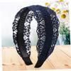 Beavorty 2-Piece Lace Headbands, Wide Non-Slip Headbands for Women and Girls, Black and Navy Blue view 2