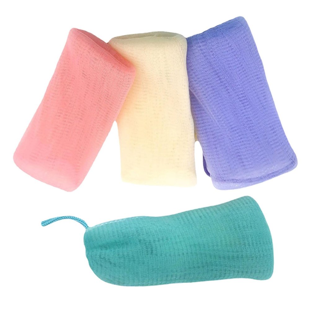 HAPINARY 4-Pack PE Soap Bags with Exfoliating and Lathering Function