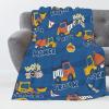 Xiso Ver Flannel Throw Blanket, Construction Vehicles, Cartoon Trucks and Excavators, 167.6 x 228.6 cm view 2