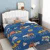 Xiso Ver Flannel Throw Blanket, Construction Vehicles, Cartoon Trucks and Excavators, 167.6 x 228.6 cm view 3