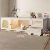 Cute Indoor Cat House with Litter Box, PE Cat Cage with Sliding Door, White view 2