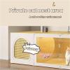 Cute Indoor Cat House with Litter Box, PE Cat Cage with Sliding Door, White view 4