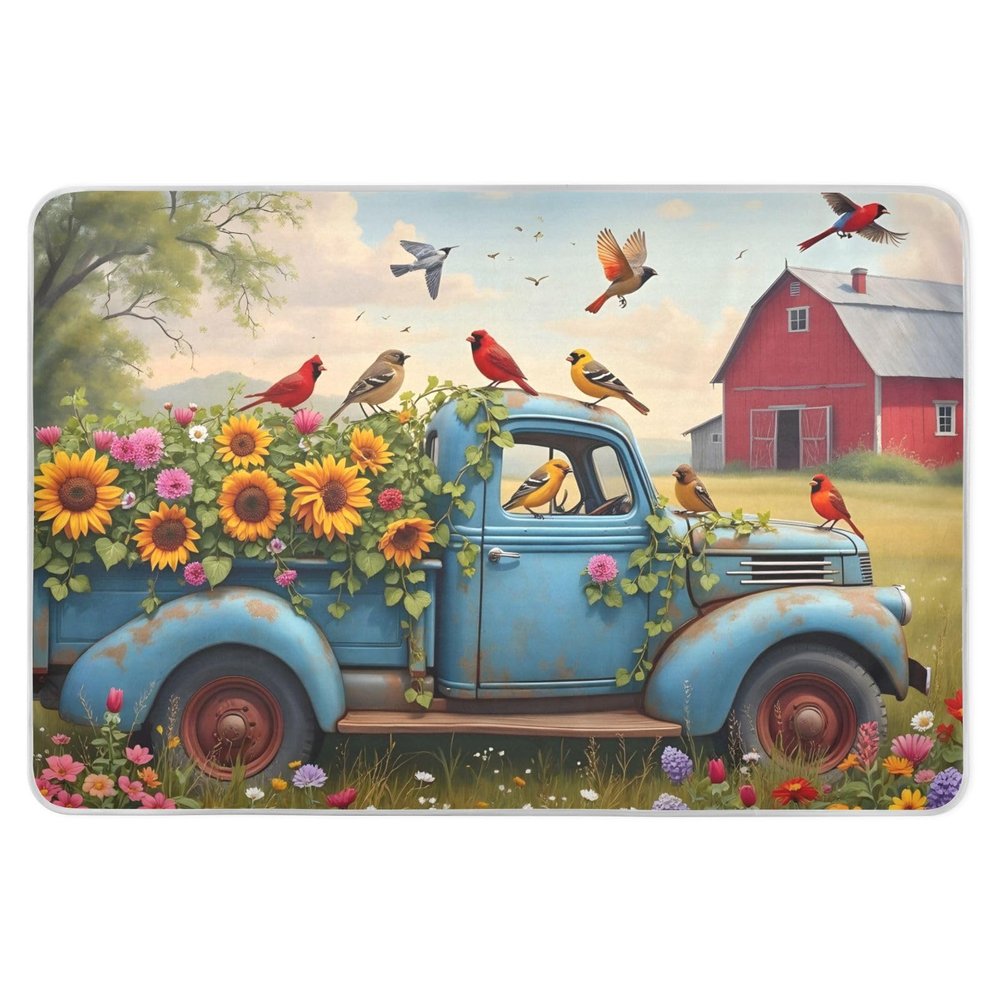 Vintage Truck Yellow Washable Bed Pads, Reusable, Leakproof, 34 x 52 in
