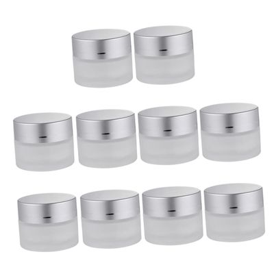 Beavorty 10-Pack 5g Frosted Glass Cream Jars with Sealing Lids for Cosmetics and Skincare