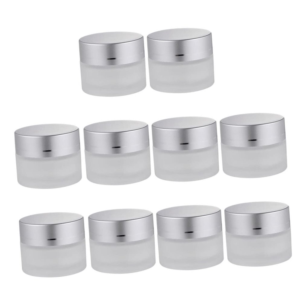Beavorty 10-Pack 5g Frosted Glass Cream Jars with Sealing Lids for Cosmetics and Skincare