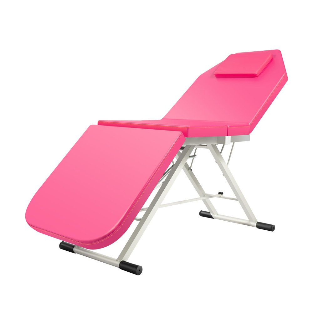 SABUIDDS Portable 3-Zone Folding Massage Table with 5 cm Padding and Headrest, Pink
