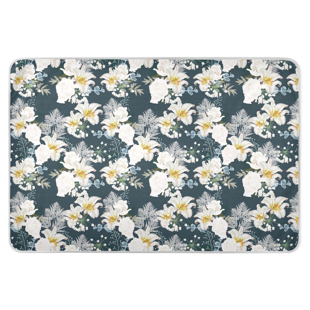 Roses and Lilies Bouquets Extra-Large Reusable Baby Bed Pad, Water-Resistant, Slip-Resistant, 132.1 x 86.4 cm