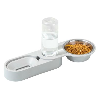 Stainless Steel Portable Automatic Feeder and Water Dispenser Set