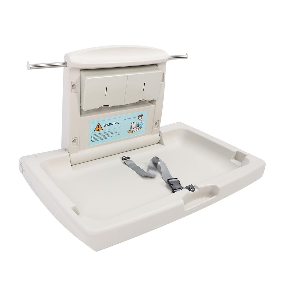 Commercial Horizontal Baby Changing Station, Foldable with Safety Belt