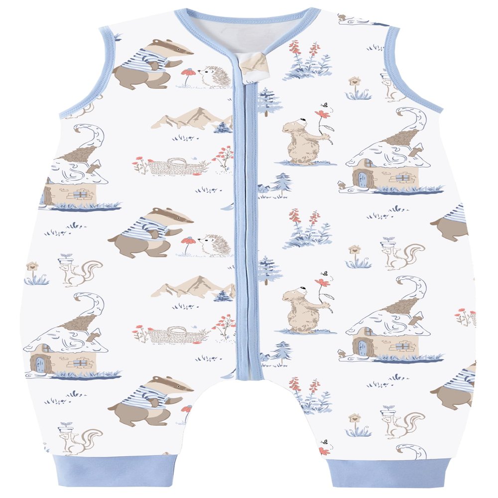 Chilsuessy Baby Summer Sleeping Bag with Feet, 0.5 TOG, 100% Cotton, Forest Animals, 90 cm