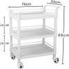 3-Tier Rolling Cart for Hair Salons and Beauty Storage, 54 x 37 x 98 cm view 2