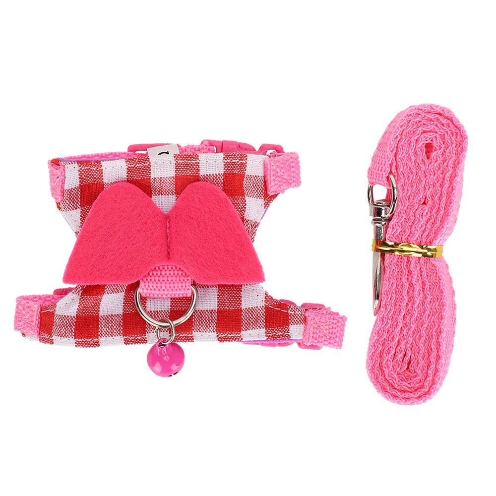KIMISS Pink Checkered Ferret Leash with Harness