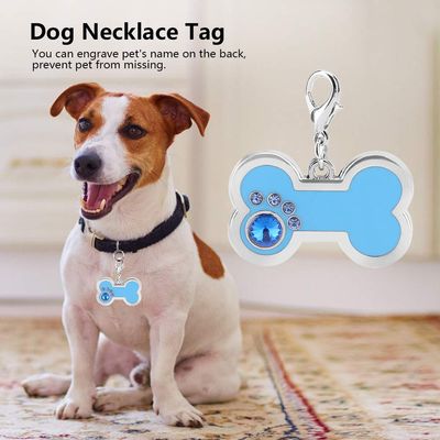 Personalized Enamel Bone ID Tag for Dogs and Cats (Blue)