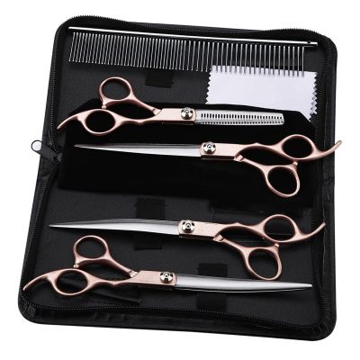 7-Inch Gold-Coated Pet Grooming Scissor Set, 4-Piece