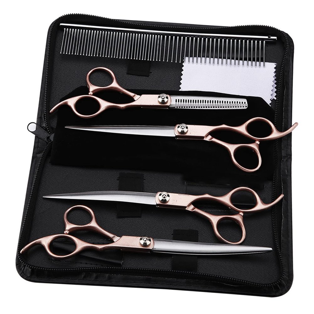 7-Inch Gold-Coated Pet Grooming Scissor Set, 4-Piece