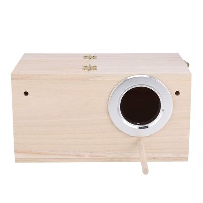 KIMISS Wooden Bird Nesting Box for Budgerigars and Cockatiels, 13 x 13 x 24.5 cm